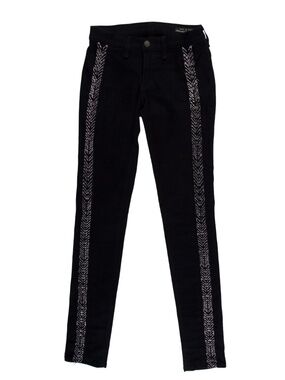 Rag & Bone Black Skinny Jeans with Silver Embroidery, Size 24